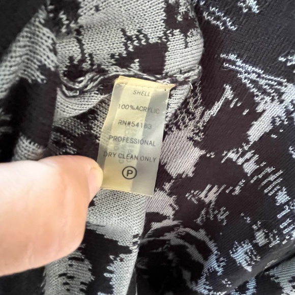 Calvin Klein Sz L Black Gray Sweater Knit Midi Shirt Dress Belted Short Sleeve - Picture 7 of 7